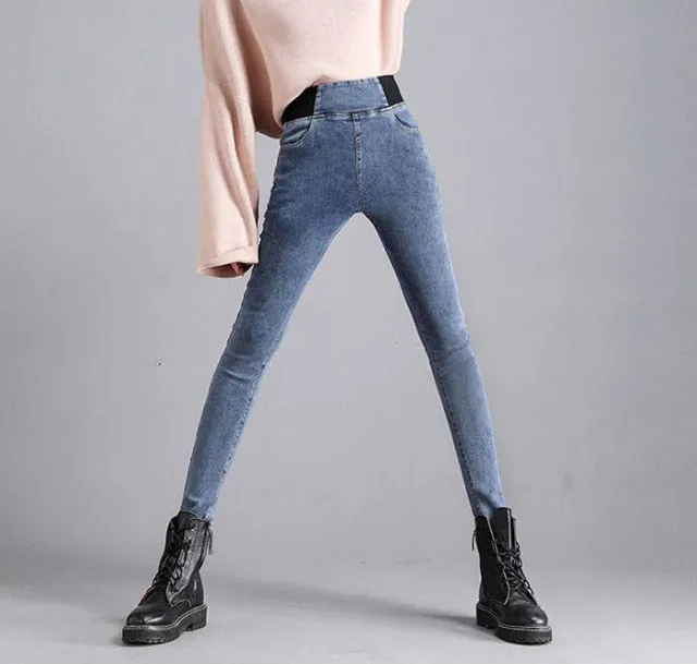 Women's High Waist Skinny Stretch Denim Pencil Jeans