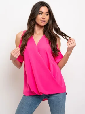WOMEN'S V-NECK PEEK A BOO SLEEVES TOP