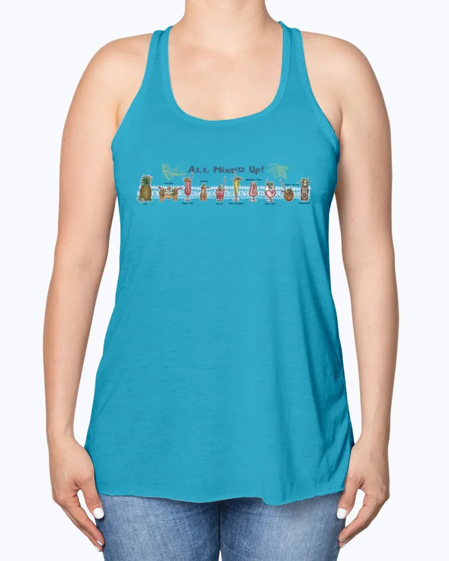 Womens Vintage Classic All Mixed Up Cocktails Happy Hour Flowy Tank Top