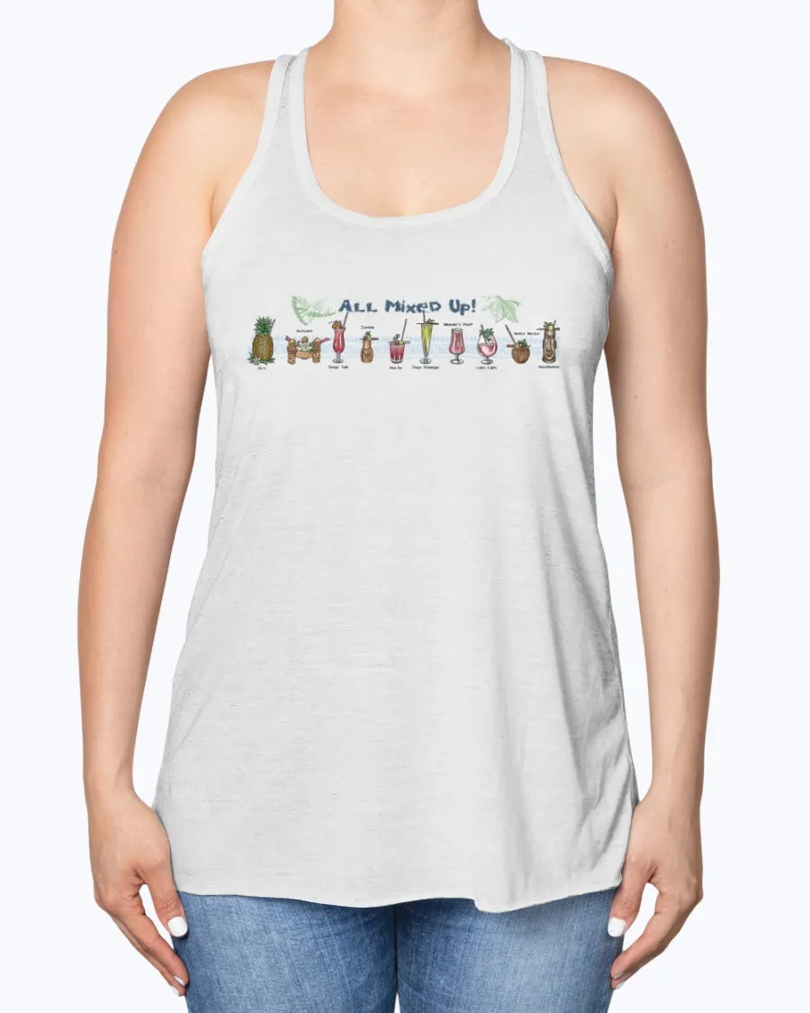 Womens Vintage Classic All Mixed Up Cocktails Happy Hour Flowy Tank Top