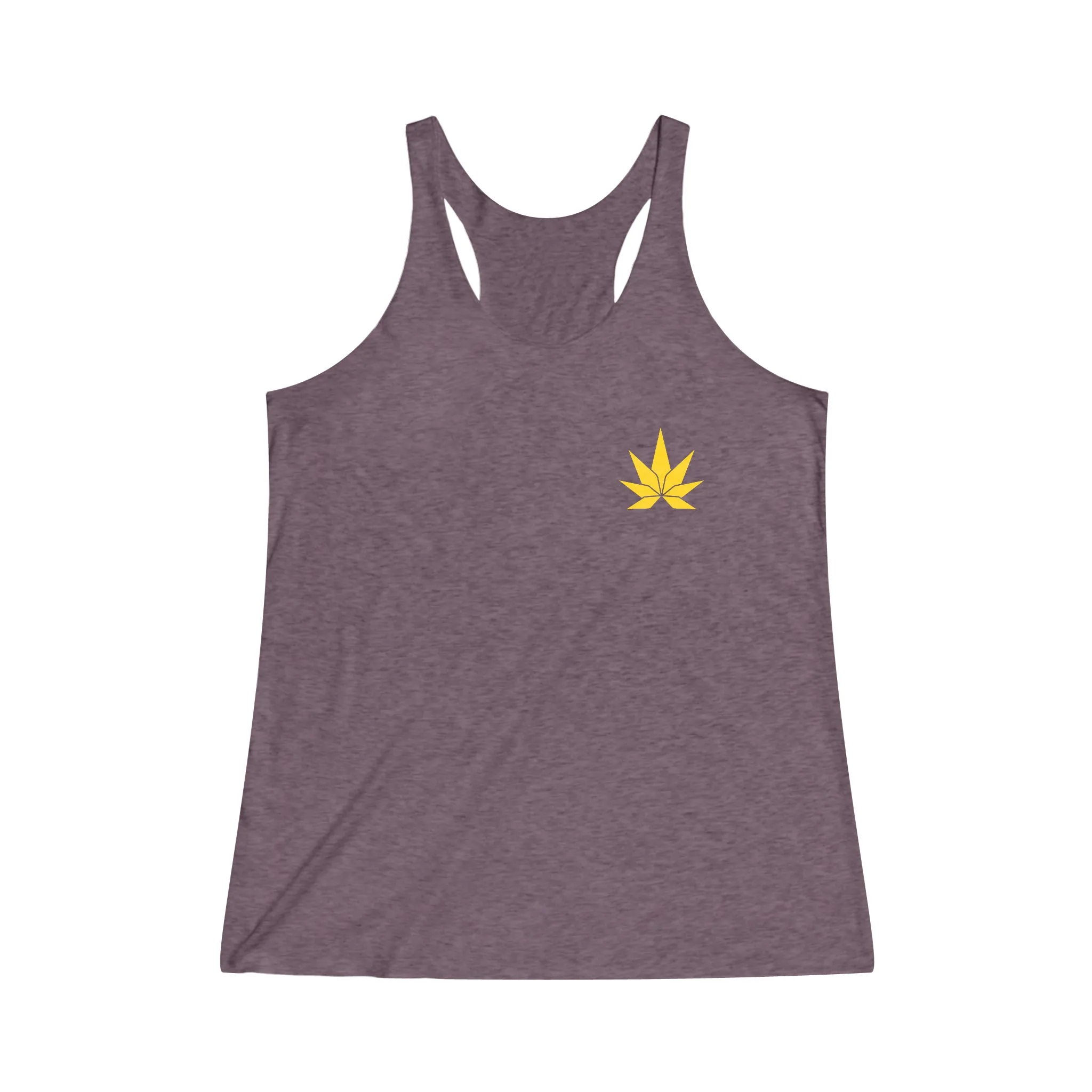 Women's Yellow Weed Leaf Tri-Blend Racerback Tank