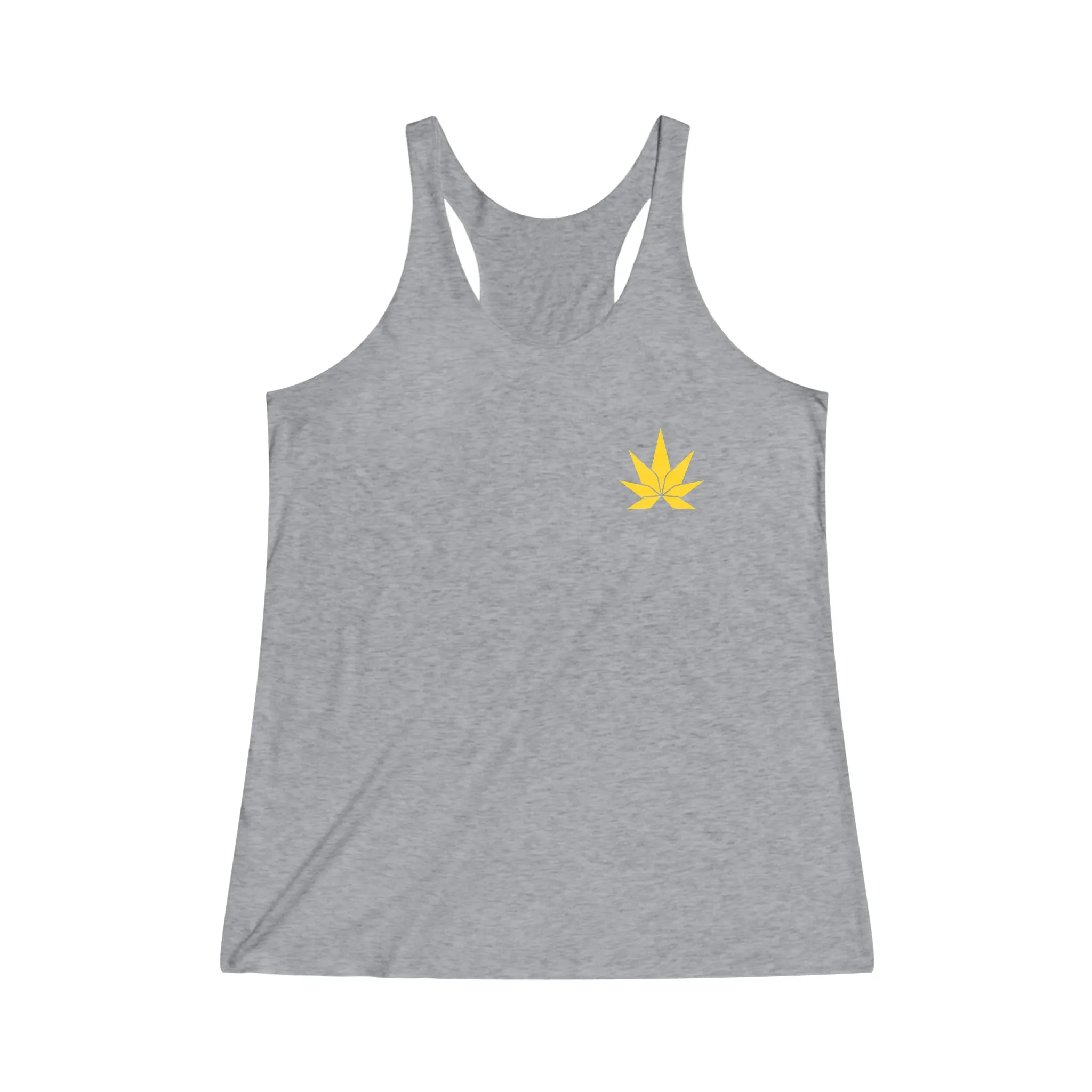 Women's Yellow Weed Leaf Tri-Blend Racerback Tank