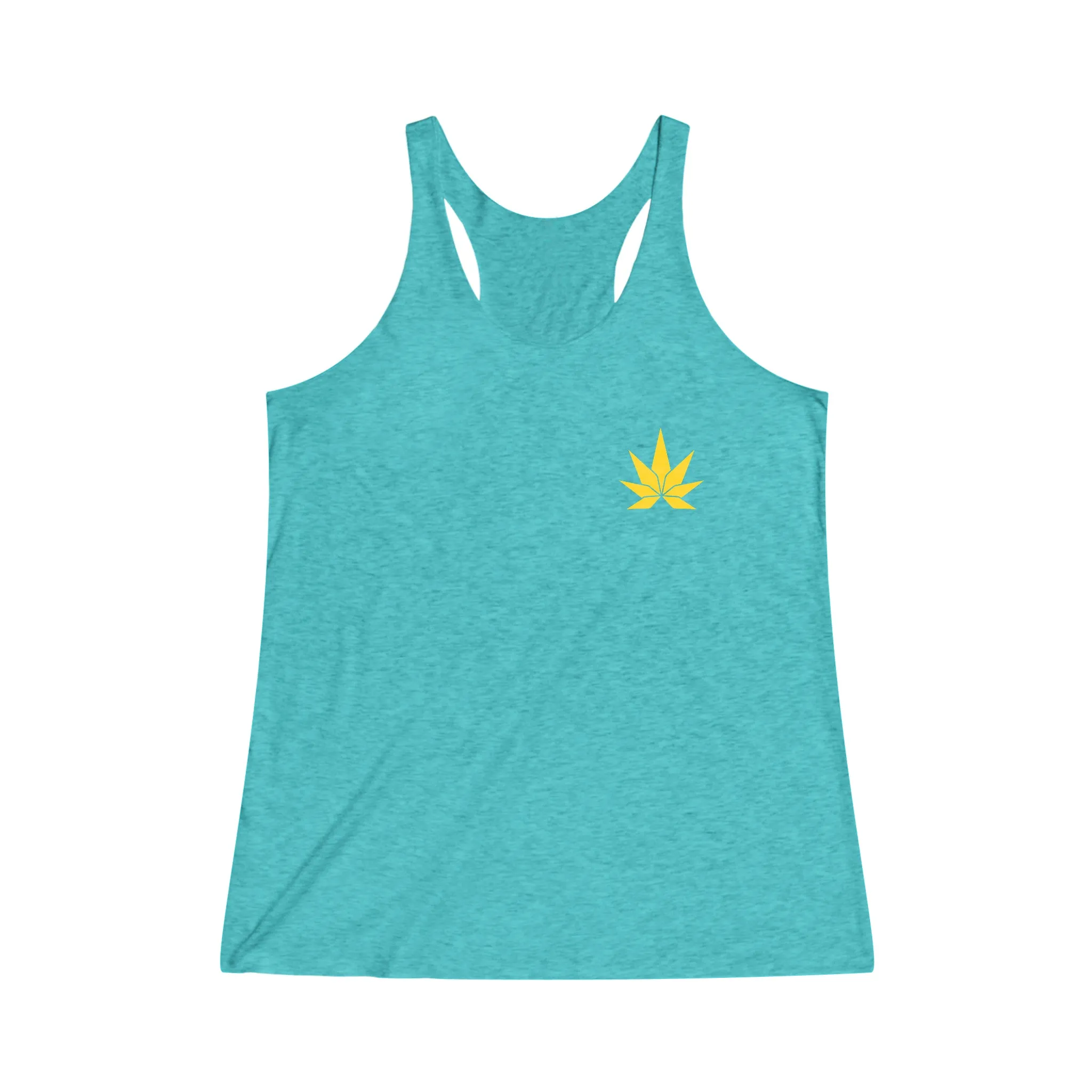 Women's Yellow Weed Leaf Tri-Blend Racerback Tank