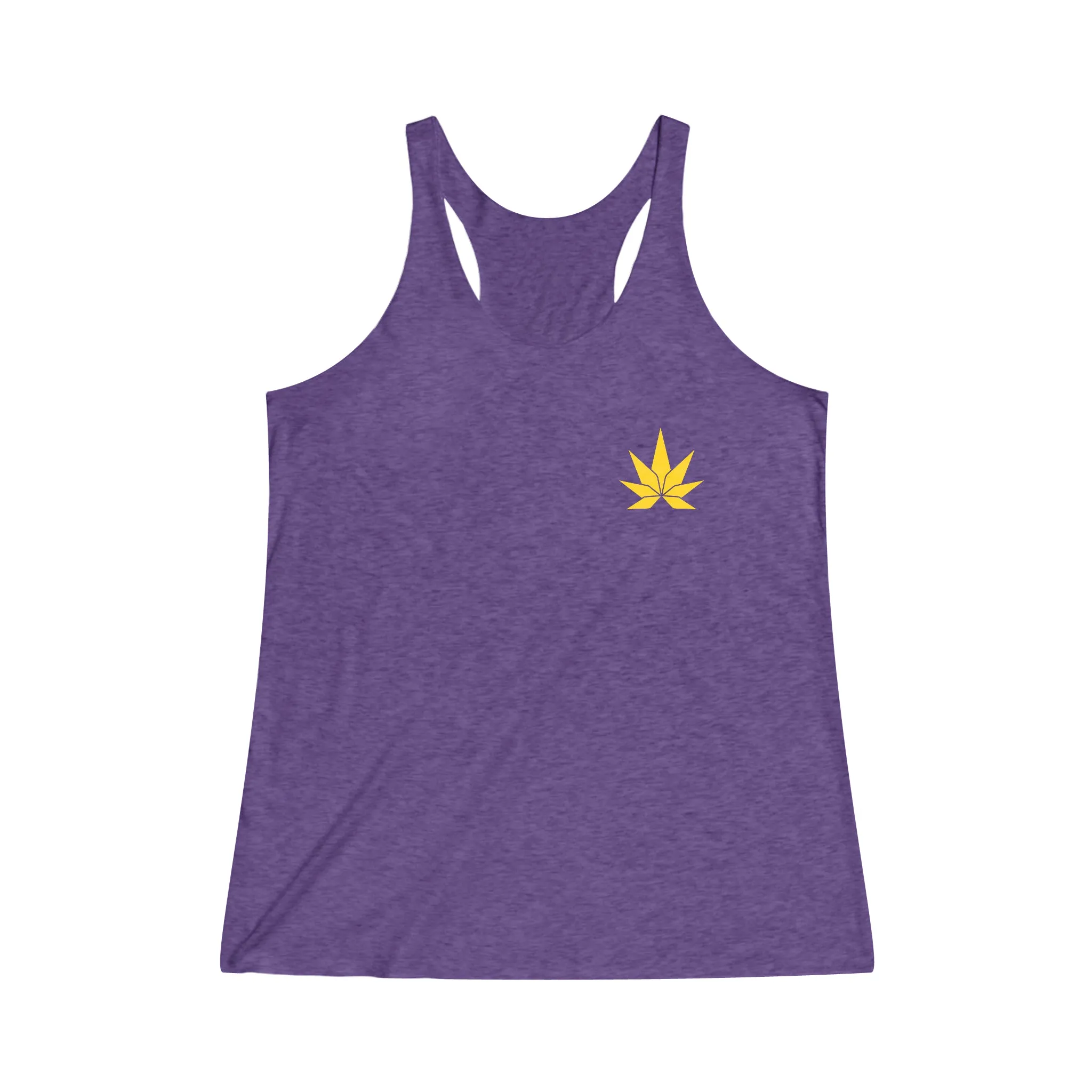 Women's Yellow Weed Leaf Tri-Blend Racerback Tank