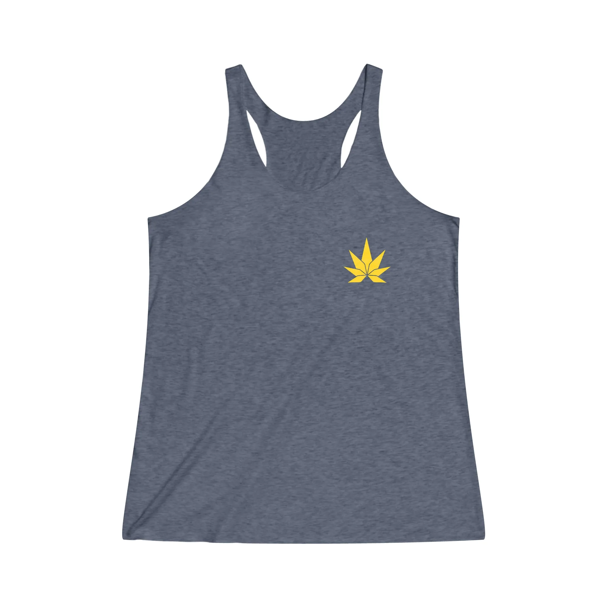 Women's Yellow Weed Leaf Tri-Blend Racerback Tank