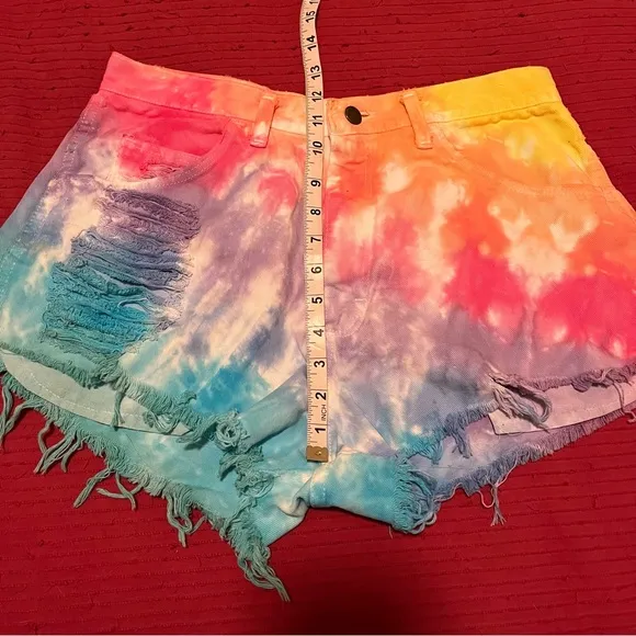 Wrangler tie-dye high waisted distressed shorts