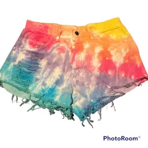 Wrangler tie-dye high waisted distressed shorts
