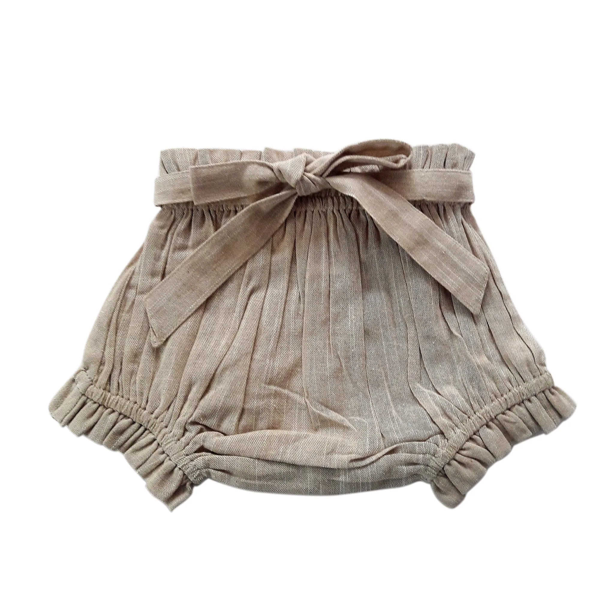 Yo Baby Beige Cotton-LInen Shorts-Style Diaper Cover