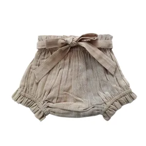 Yo Baby Beige Cotton-LInen Shorts-Style Diaper Cover