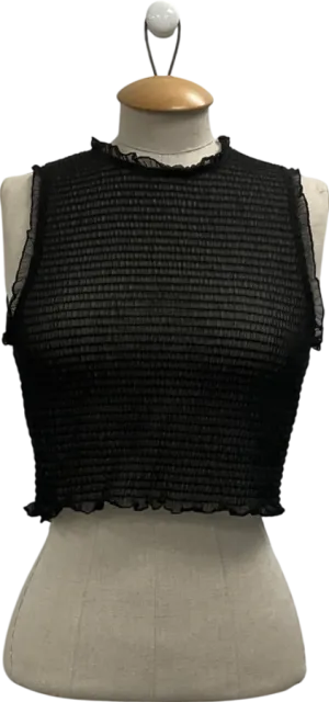 ZARA Black Textured Tank Top UK M