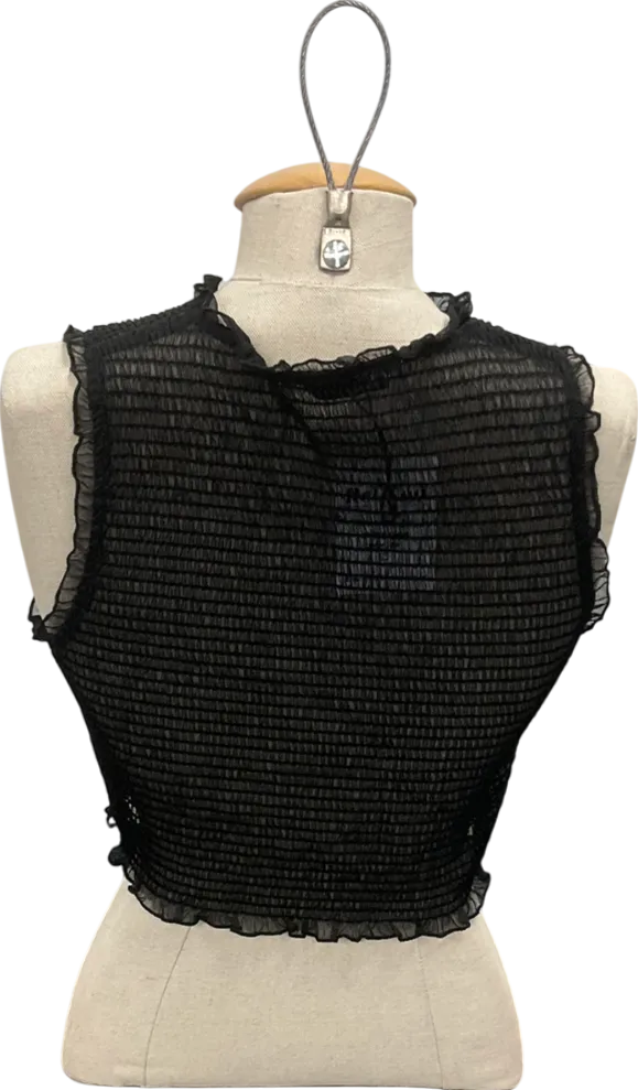 ZARA Black Textured Tank Top UK M