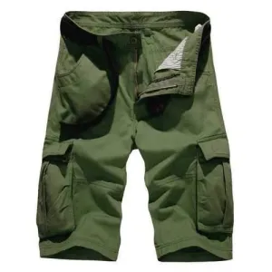 Zipper Fly Pockets Embellished Design Cargo Shorts - Army Green 34