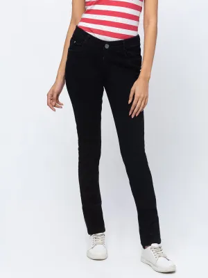 ZOLA Black Pencil Fit Full Length Denim Jeans For Women