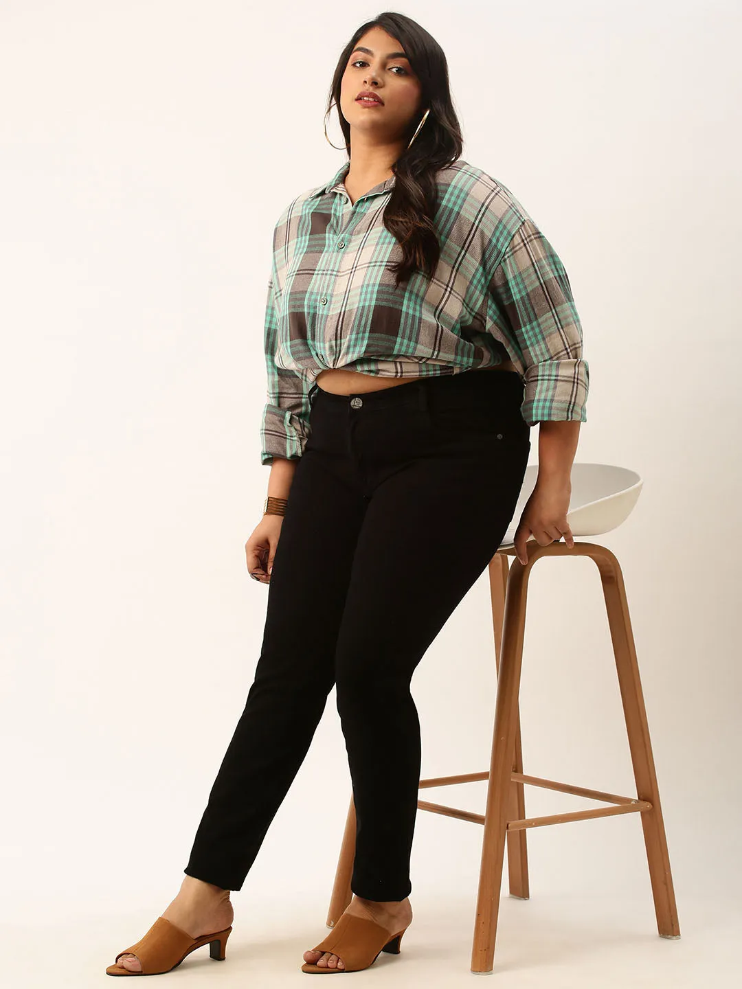 ZOLA Black Pencil Fit Full Length Denim Jeans For Women